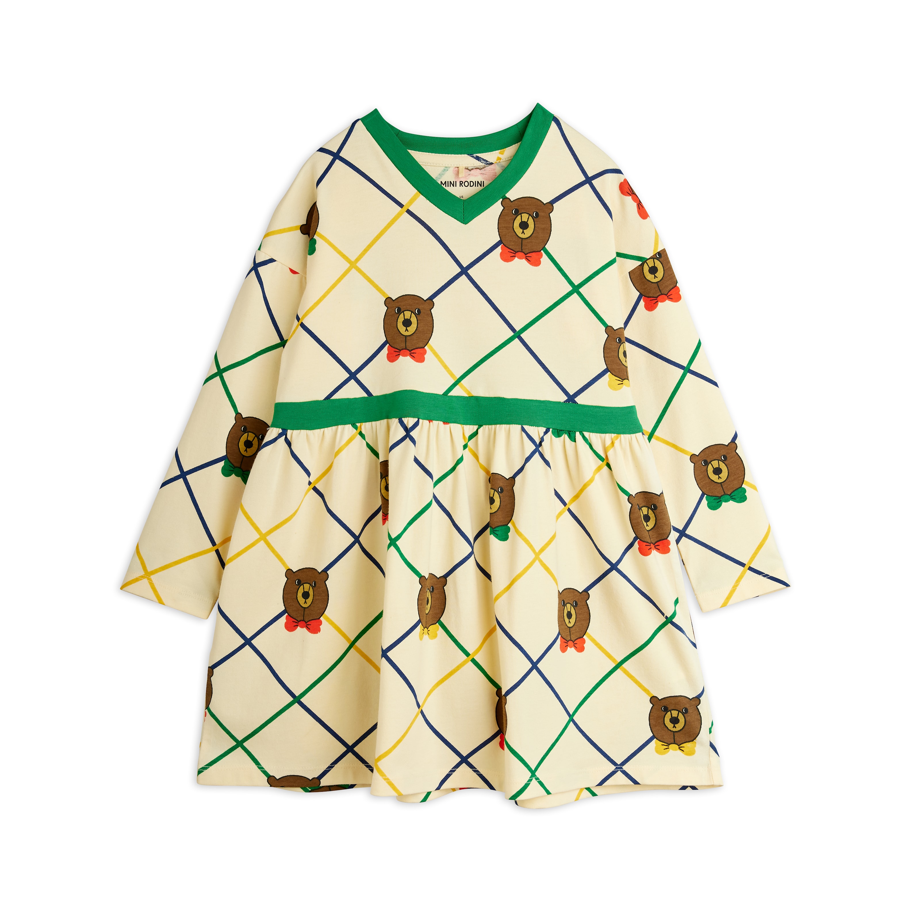 Bear Check Aop Ls Dress Offwhite