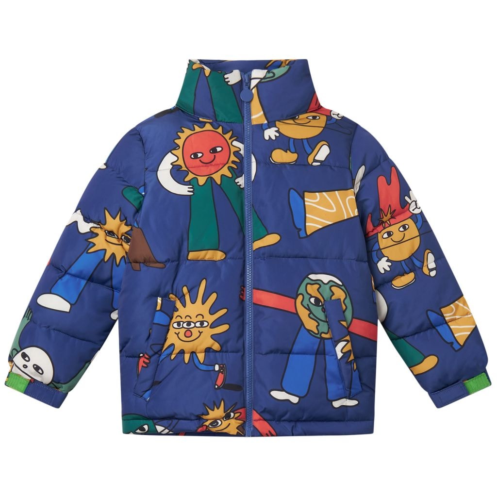 Printed Puffer Jacket Blue