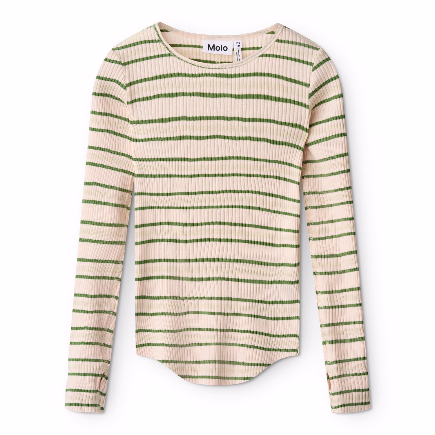 GOTS Rochelle Långärmad Topp Cloud Green Stripe