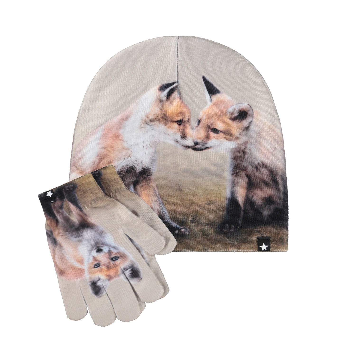 Kaya Sæt Med Hue Og Fingerhandsker Fox Cubs
