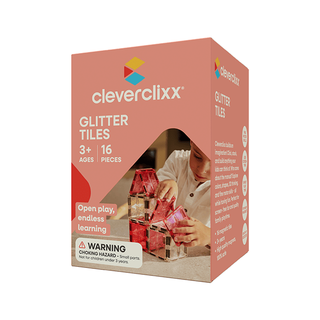 Glitter Tiles Pack Transparent / Pink 16 Pieces Multicolor 