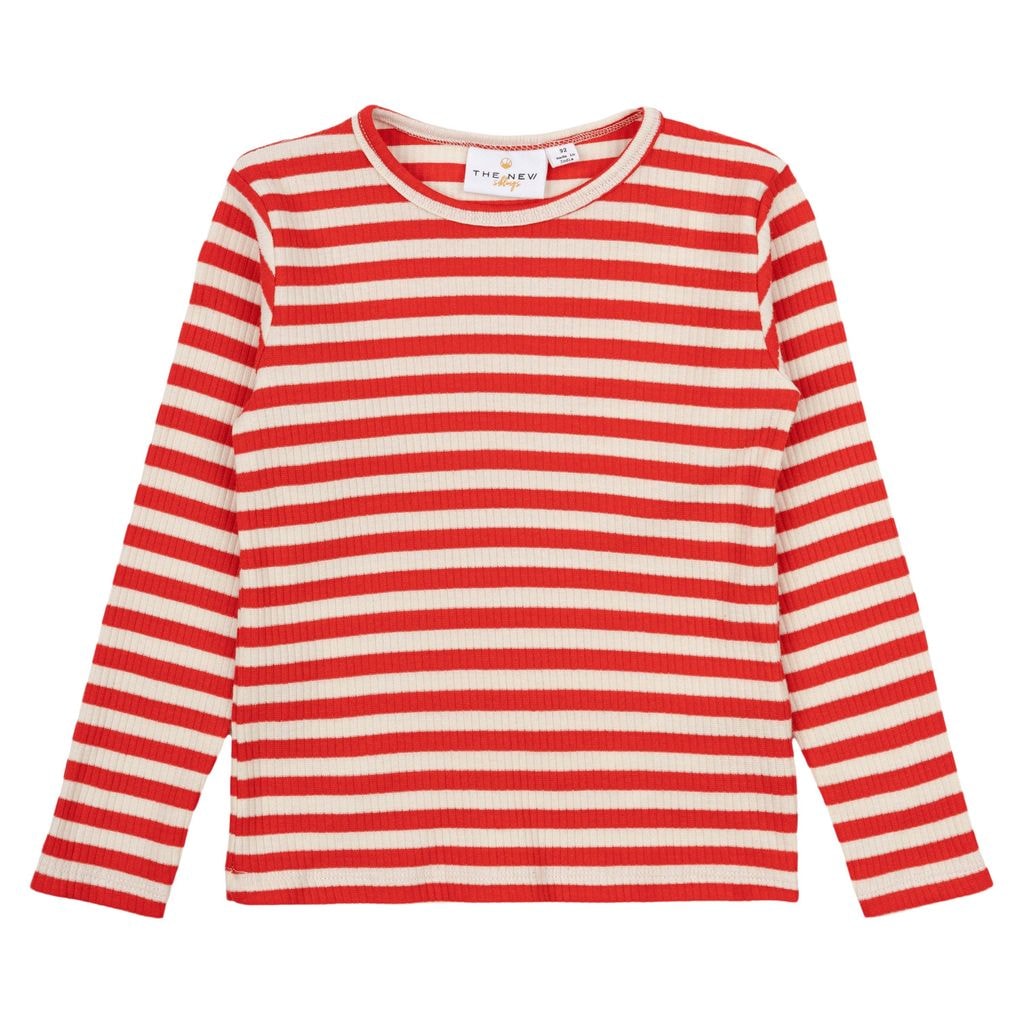 GOTS Fro Uni Rib Tee Poppy Red Striped