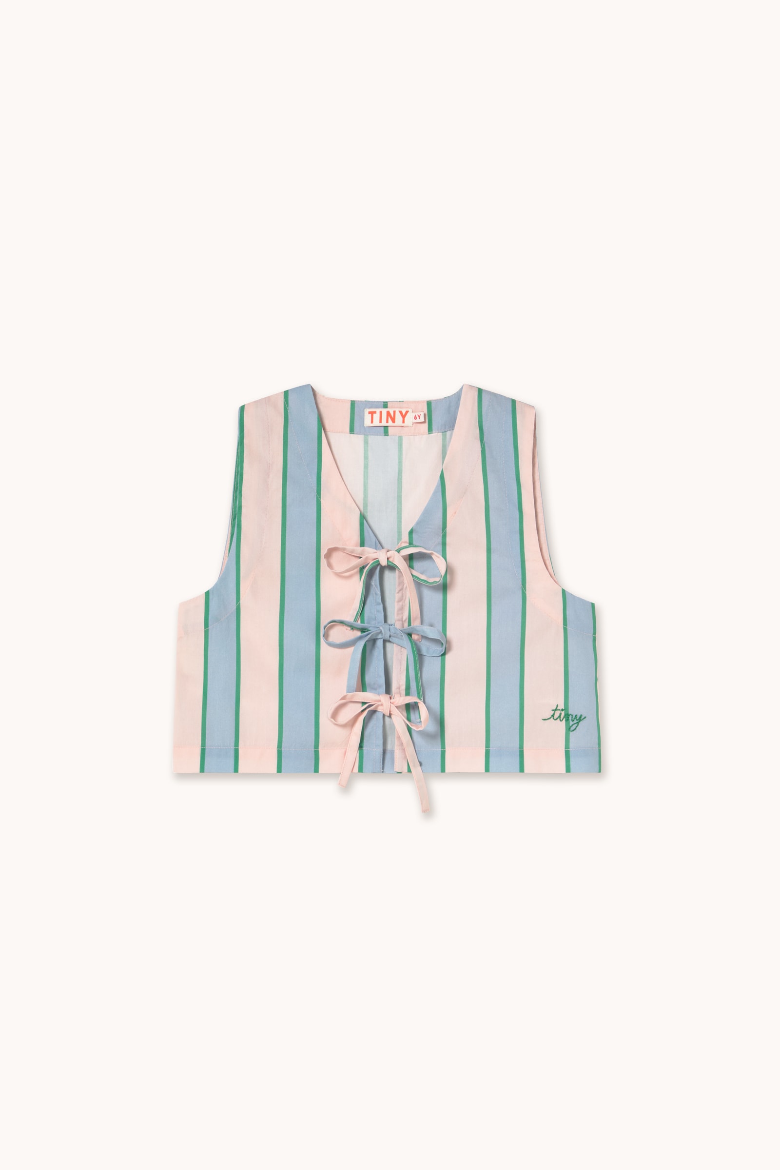 Retro Stripes Vest Med Sløjfer Pastel Pink 