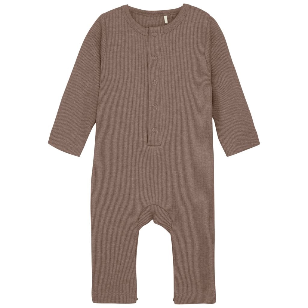 Romper LS Mélange Rib Deep Taupe