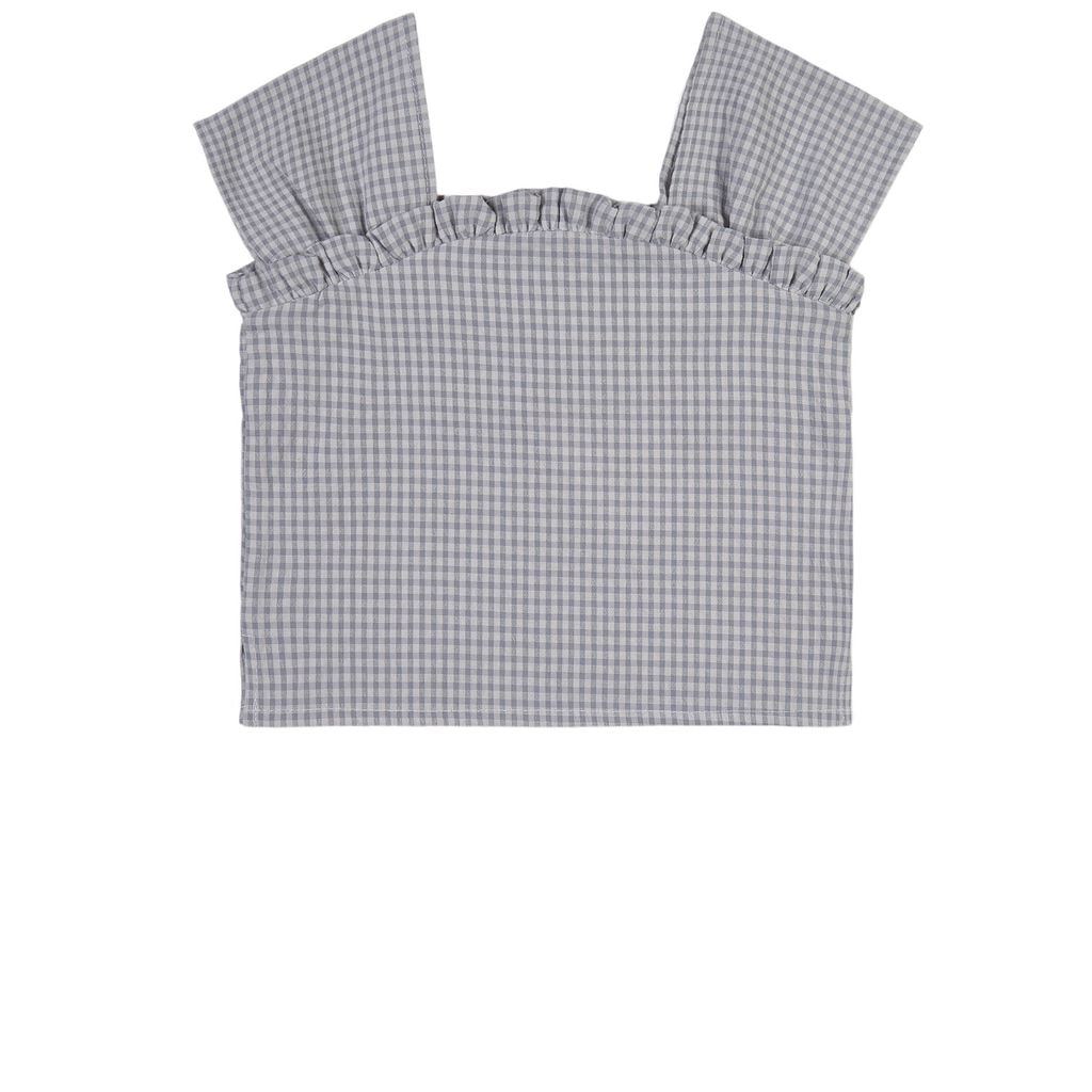 Seashell Check Top Blue
