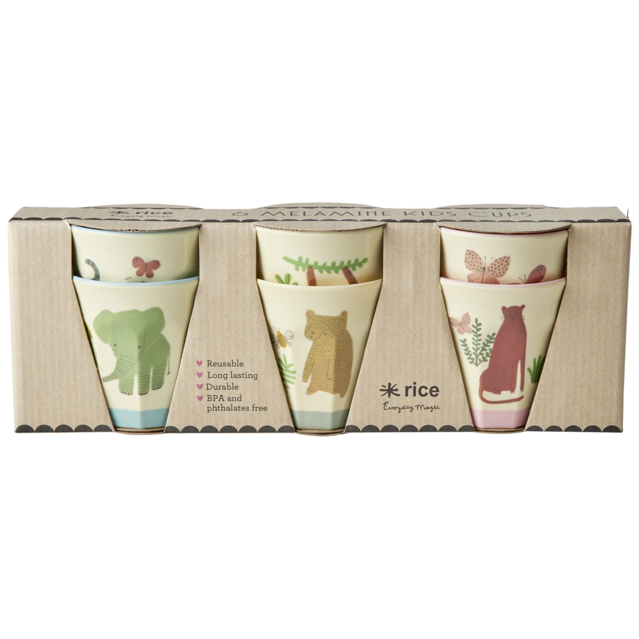 6-Pack Small Melaminbeger Med Tilbehør Sweet Jungle