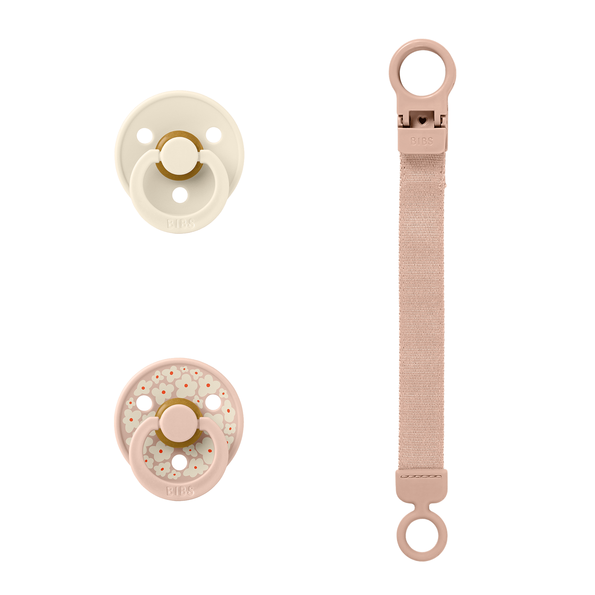 BIBS Presentset Med Napp Och Napphållare Blush 