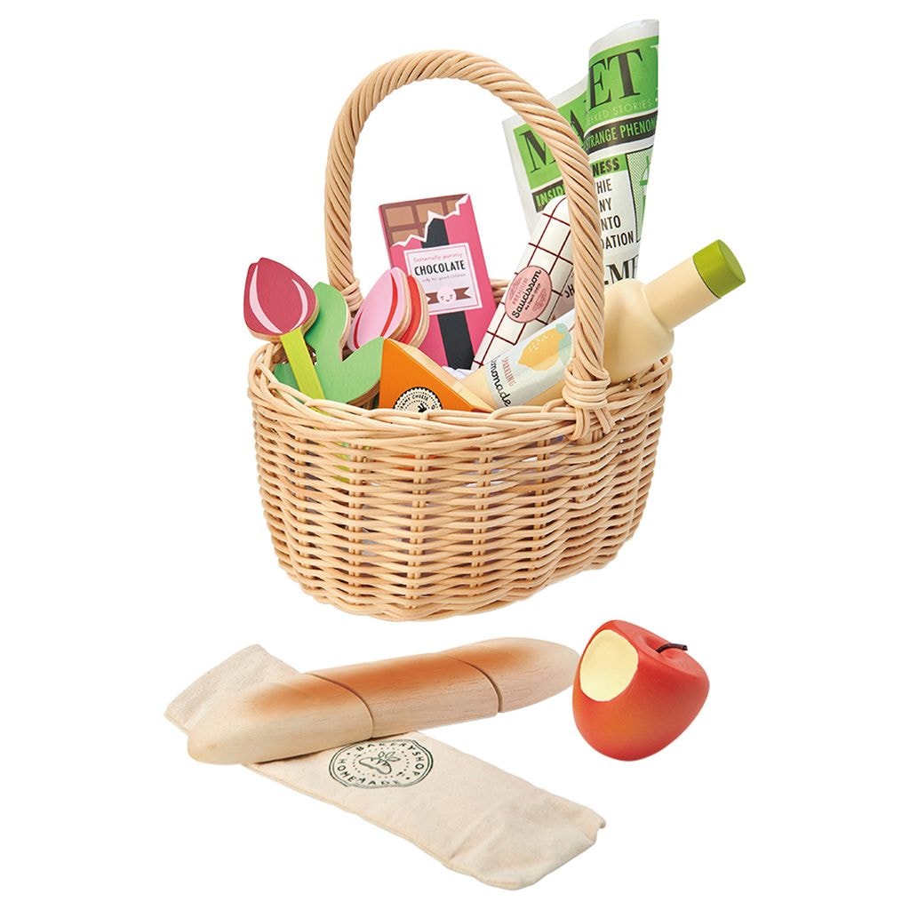 Weidenkorb Gefüllt Mit Waren Beige 