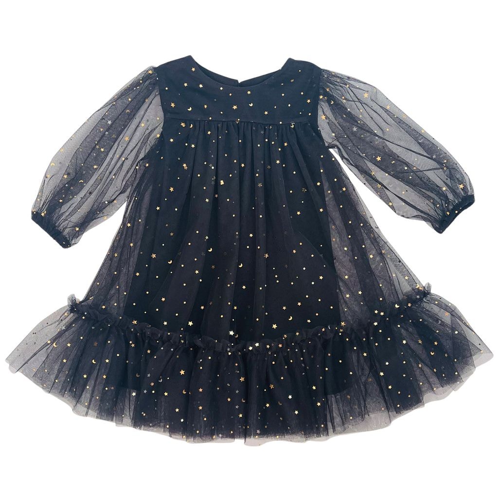 Empress Star Print Tulle Dress Black
