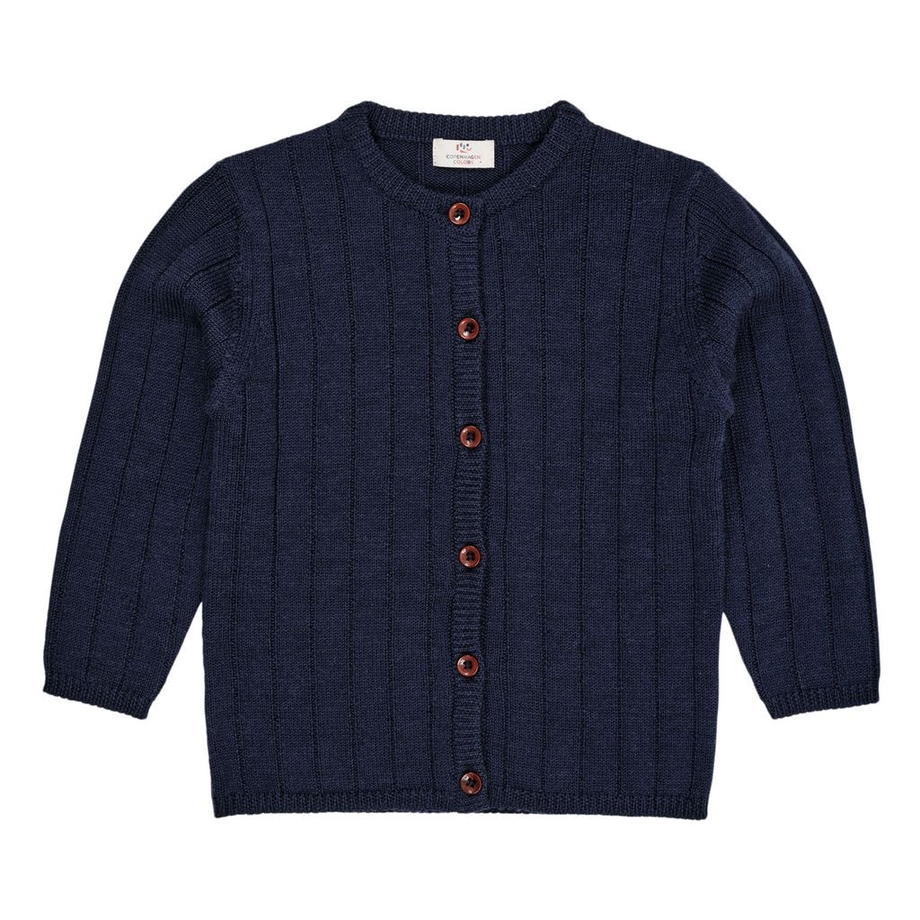 Merino Wool Cardigan Navy