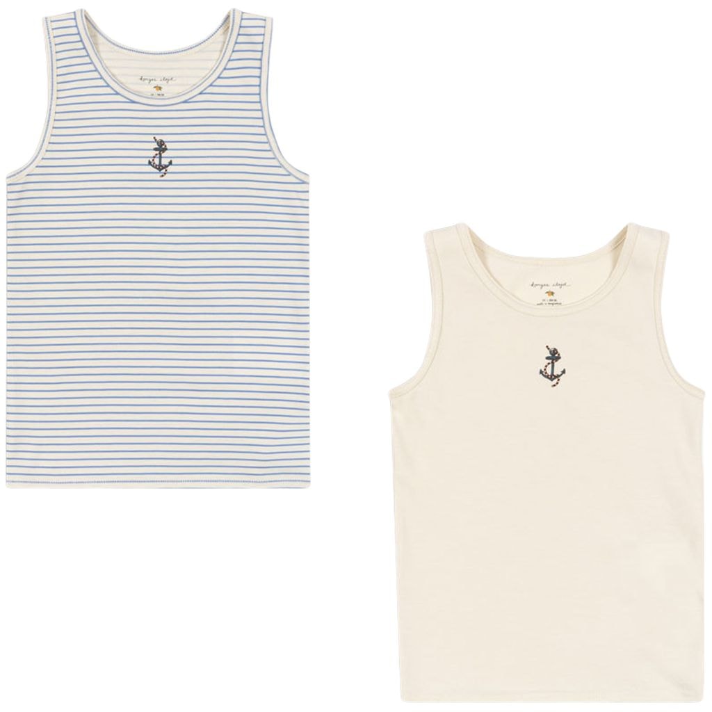 GOTS Basic 2-Pack Tanktop Stripe Provence Mix
