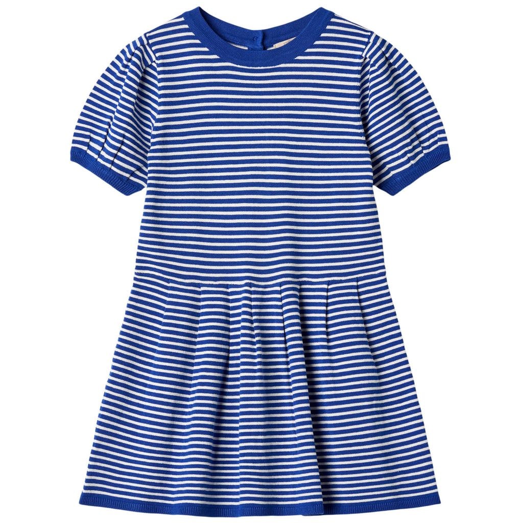 Stribet Strikket Kjole Mazerine Blue/Cloud Dancer