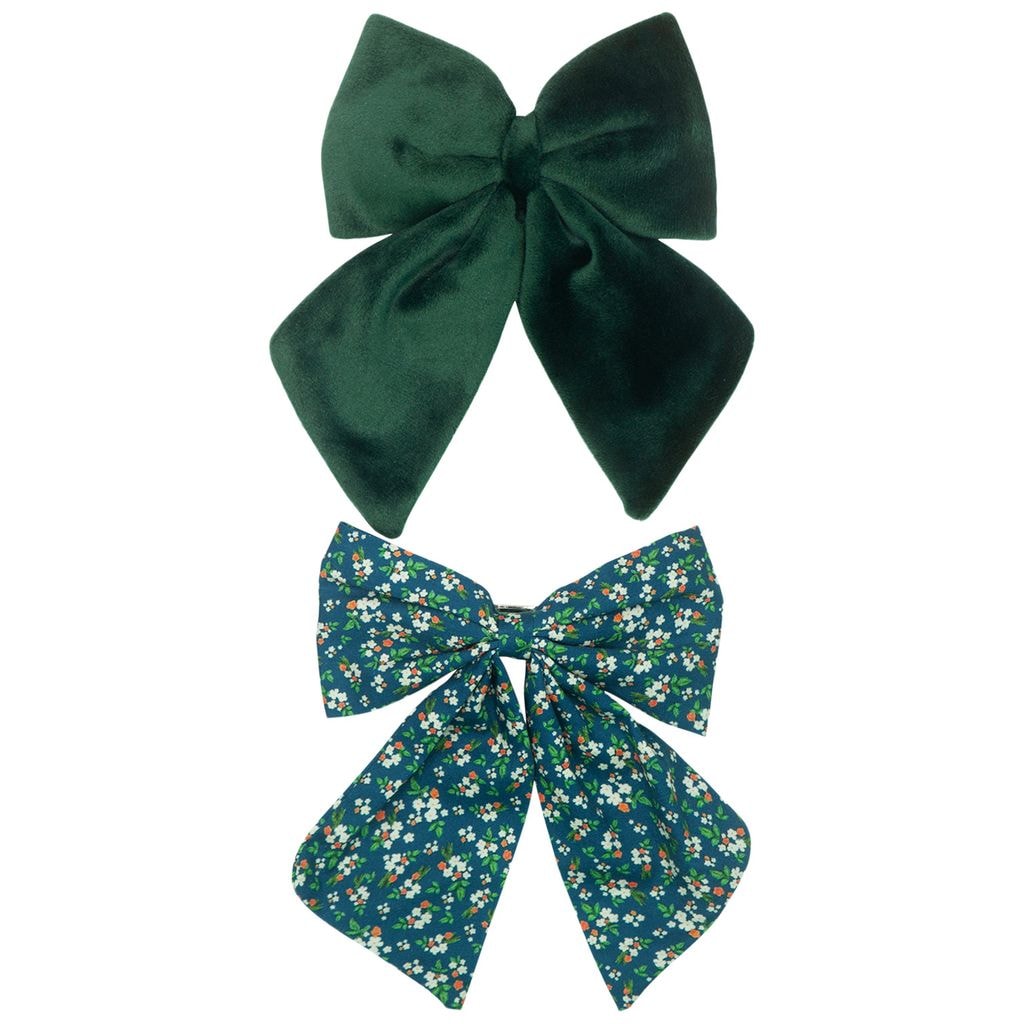 2 Bow Clips - Agnes Teal Into the Woods 2 Bow Clips - Agnes Teal Into the Woods