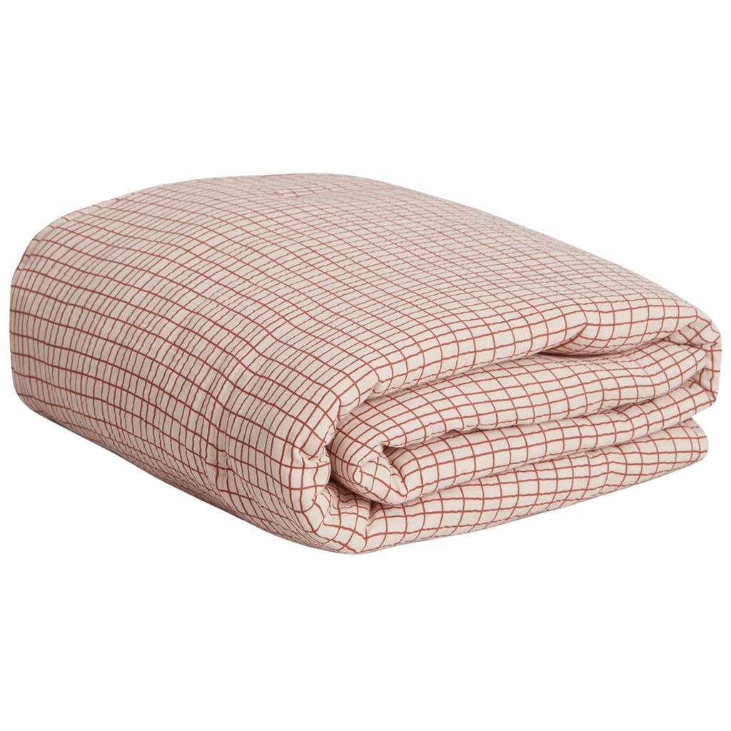 Checked Padded Muslin Blanket Rust