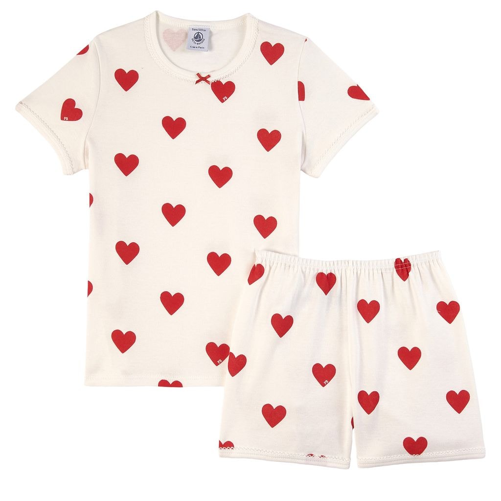 Heart Printed Pajamas White