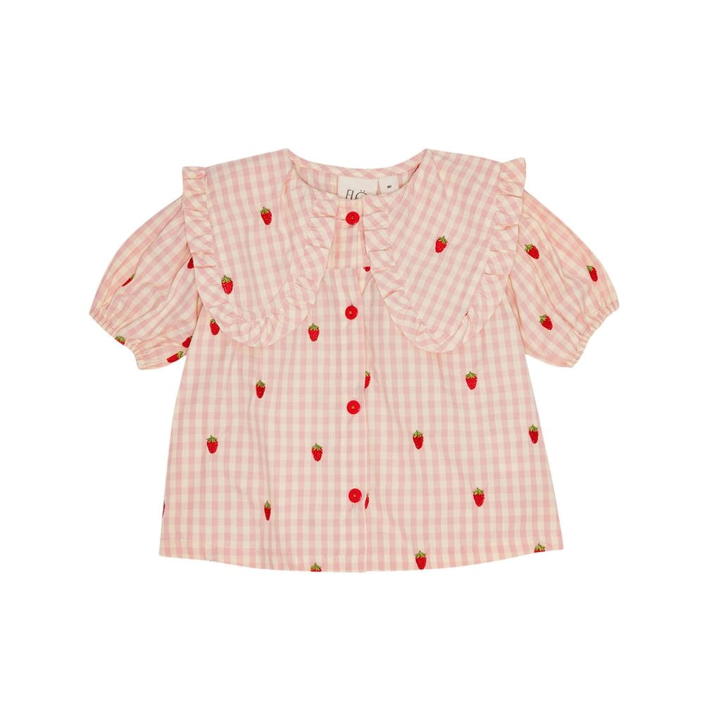 Dolly Short-Sleeved Blouse Pink Berry Gingham