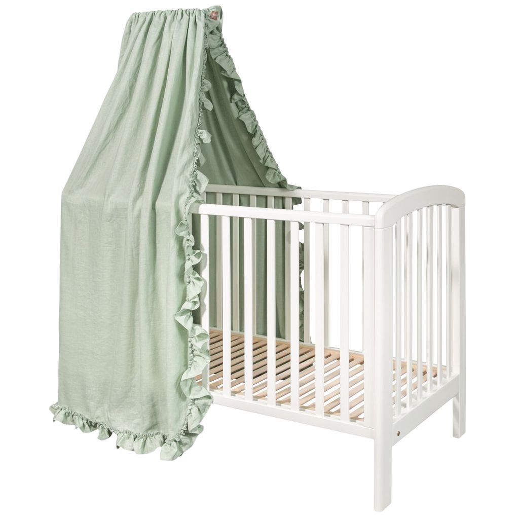Bed Canopy Linen With Ruffle Sage Green