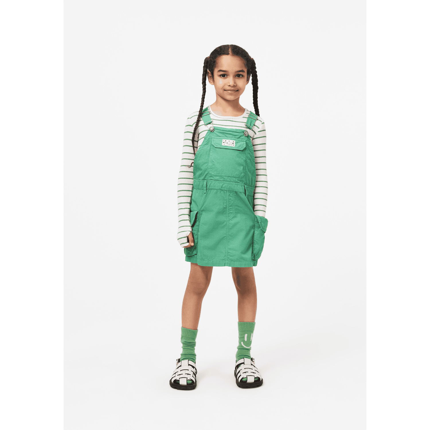 GOTS Rochelle Långärmad Topp Cloud Green Stripe