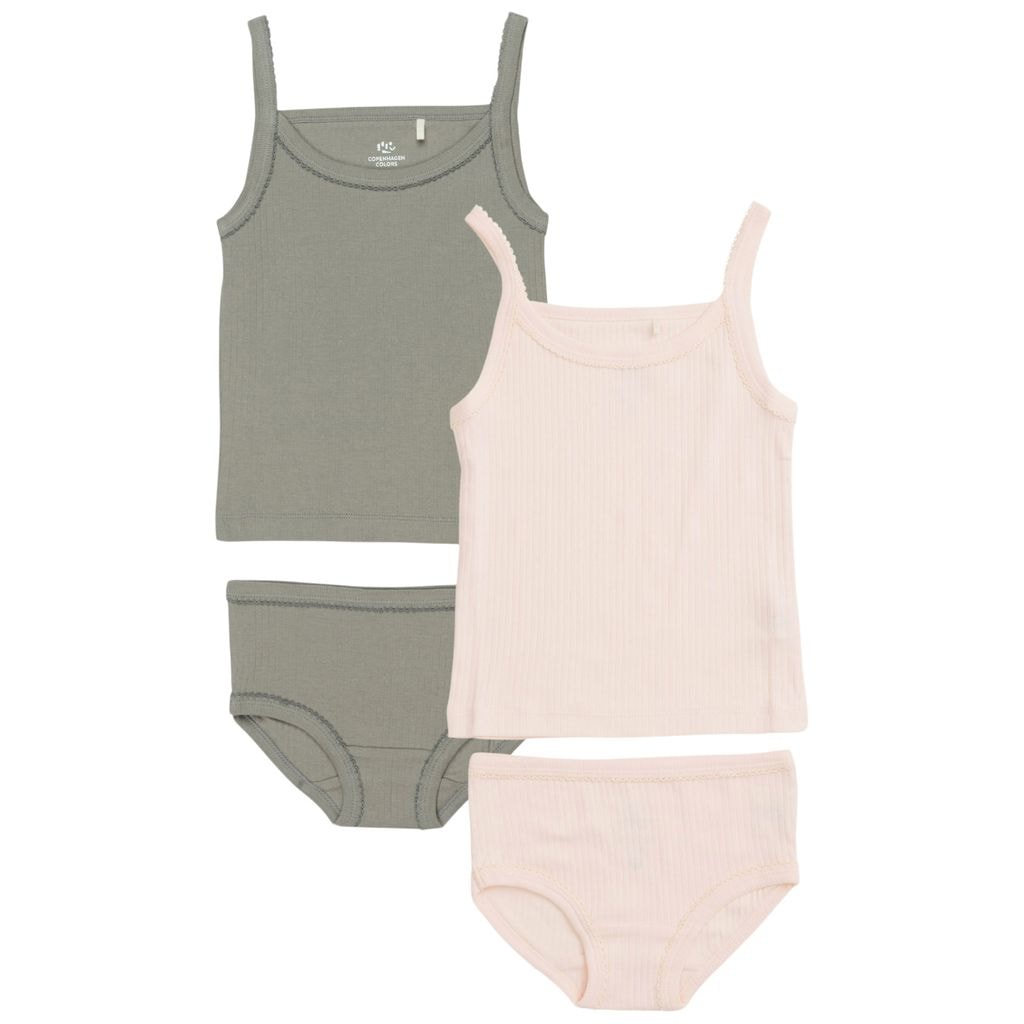 2-pack Ribbed Underwear Sets Pale Pink