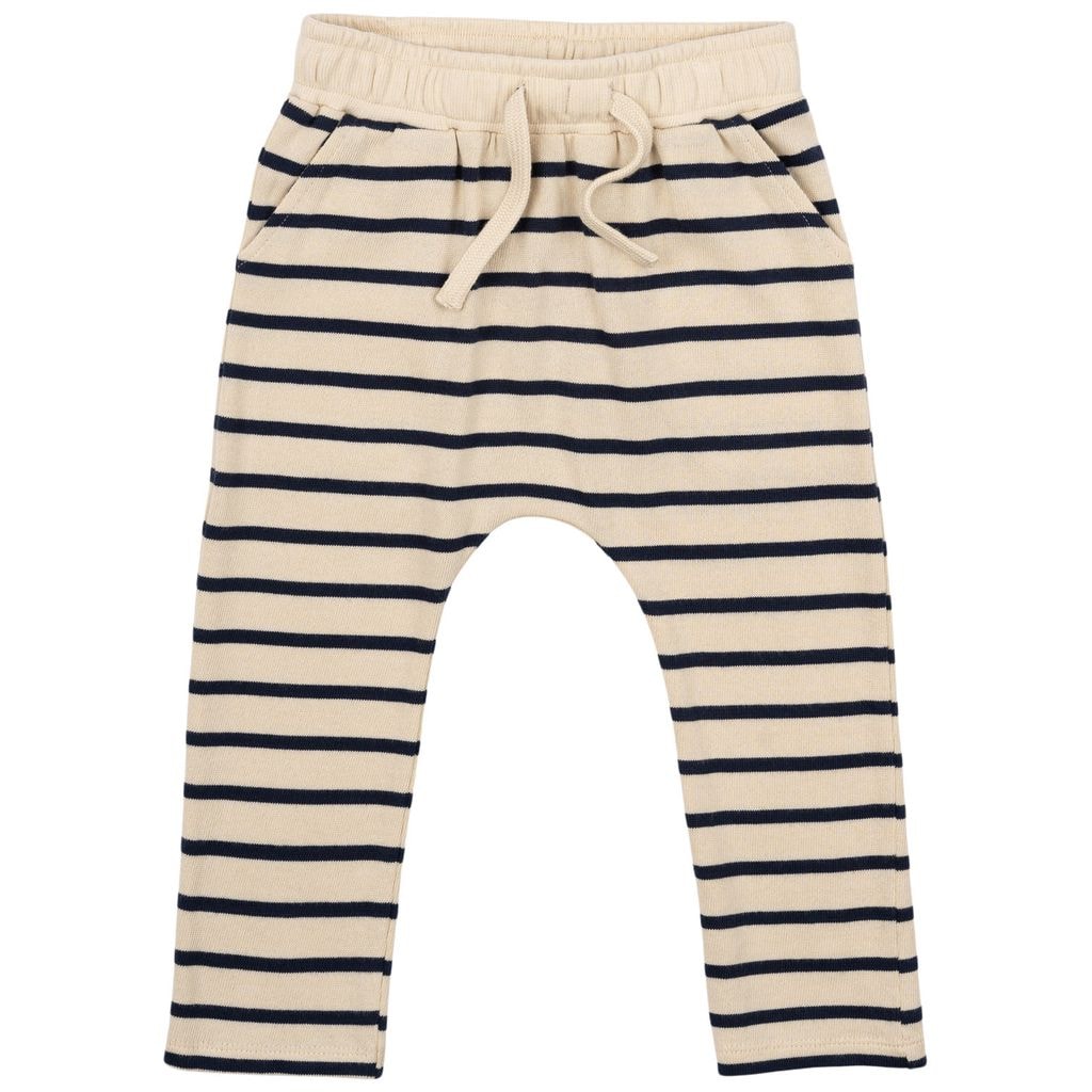GOTS Nat Uni Pants Mood Indigo Striped