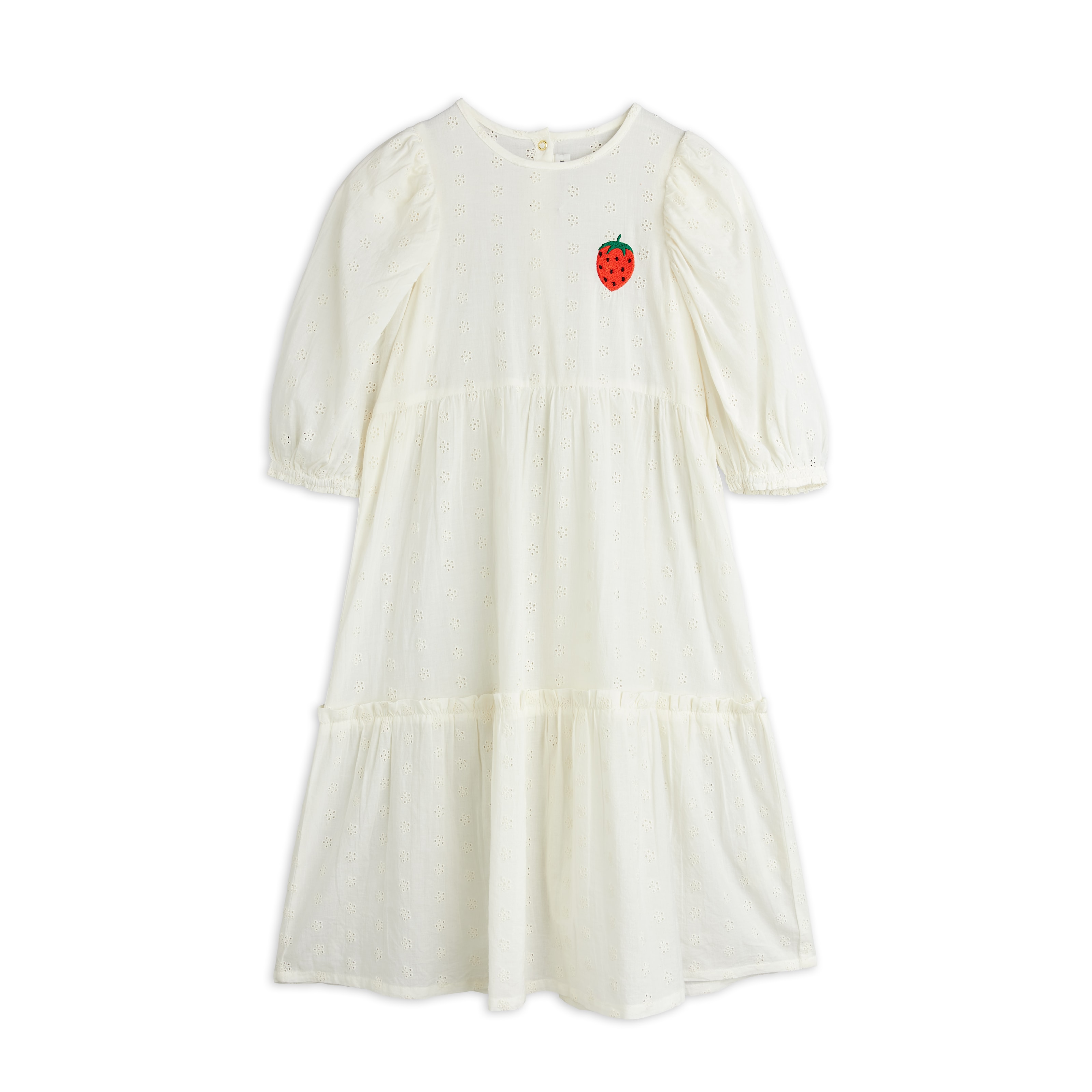 GOTS Strawberry Dress With Puff Sleeve White | Babyshop - Shop 