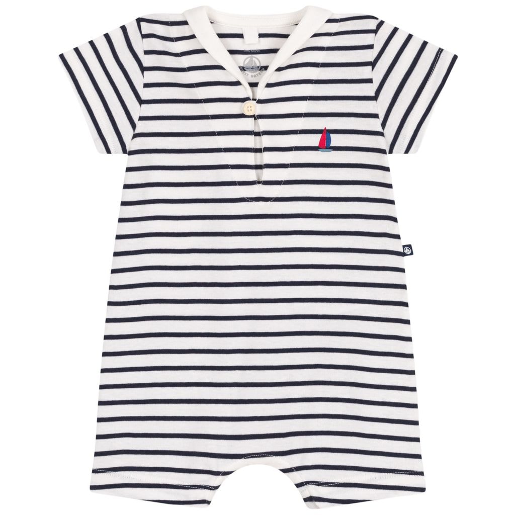 Cotton Playsuit With Sailor Collar Marshmallow Smoking