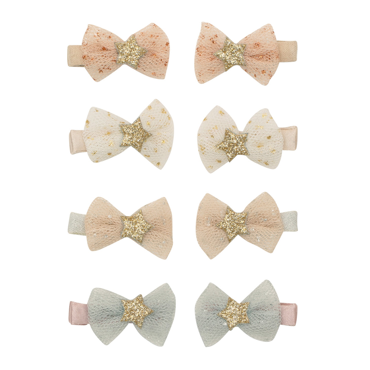 Mini Tutu Bow Enchanted 8 Hair Clips Pink 