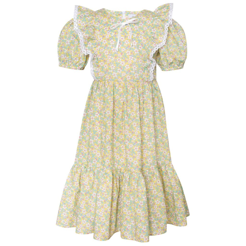 Floral Dress With Strawberries Yellow