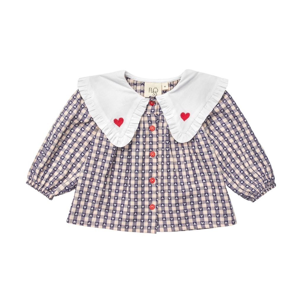 Selma Gingham Blouse Indigo Heart