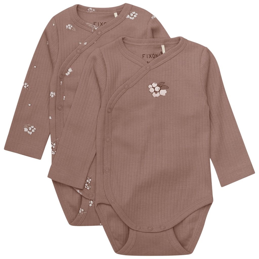 Wrap Body LS 2-Pack Rib Deep Taupe Wrap Body Baby Body Deep Taupe -kokoelma