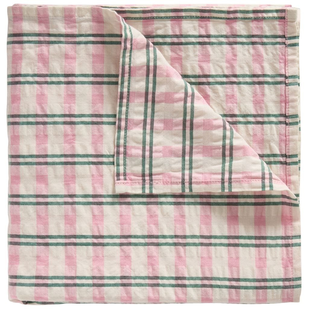 Seersucker Swaddle Filt Check Carnation