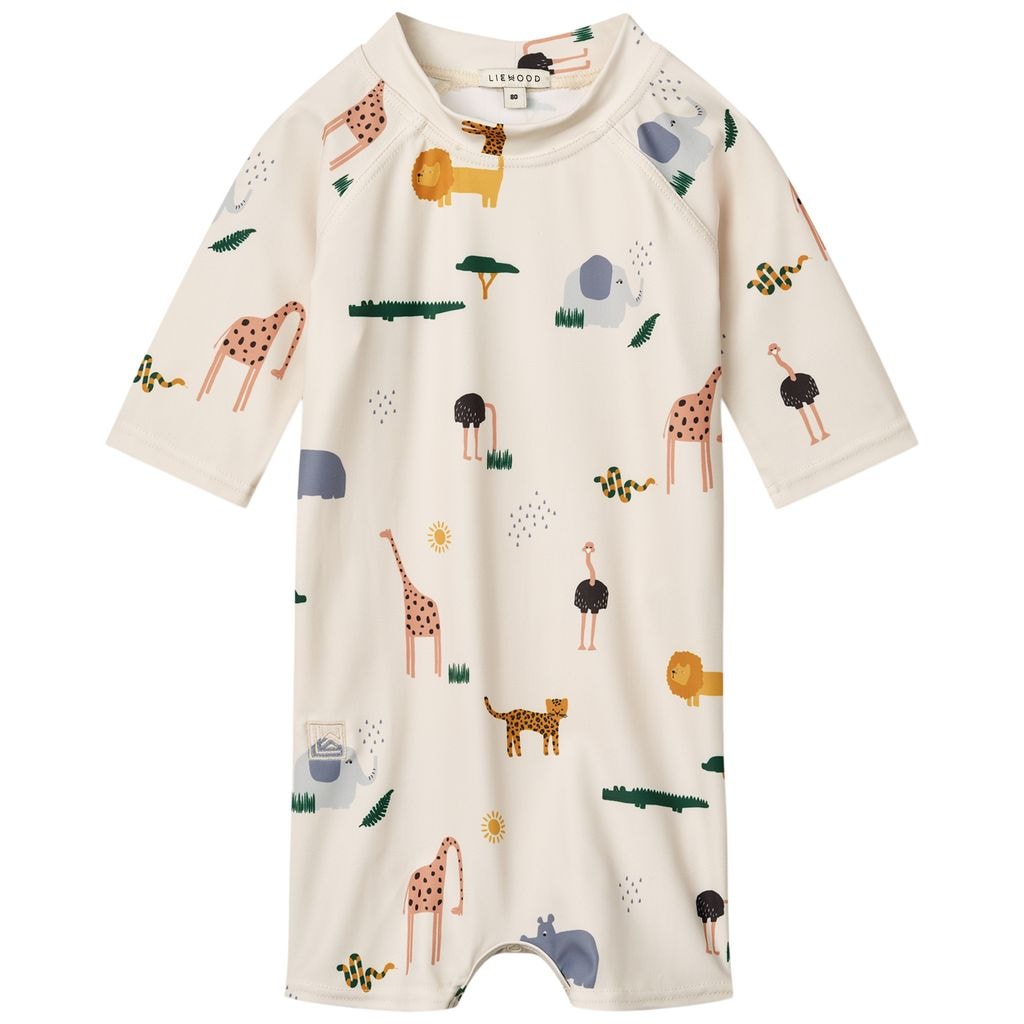 Thor Short-Sleeved Baby UV Swim Jumpsuit Safari Sandy Mix