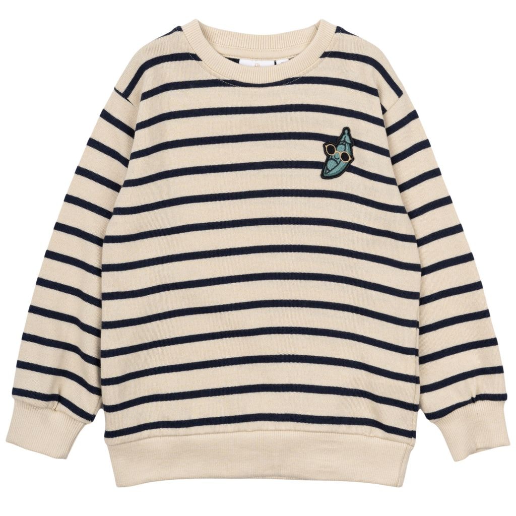 GOTS Nat Sweatshirt Mood Indigo Striped