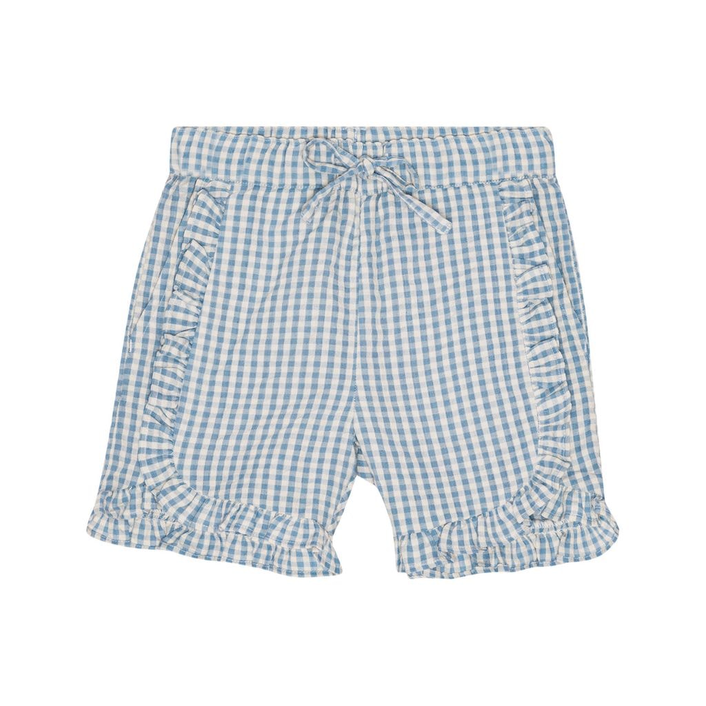 River Frill Shorts Blue Soft White Gingham