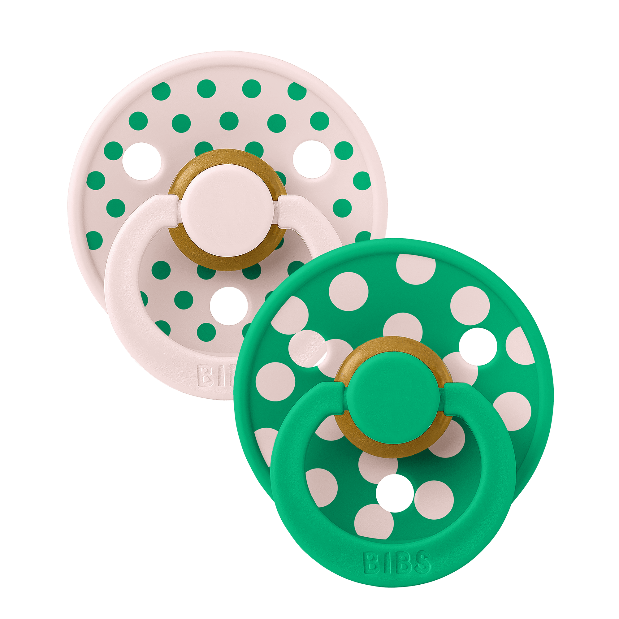Studio Colour Polka 2-pack Round Latex Pacifiers Petal Cactus 