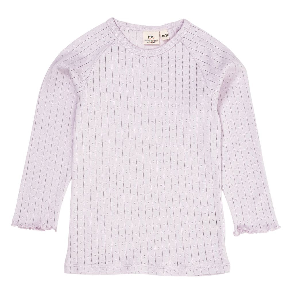 Long-Sleeved T-Shirt in Lavender with Pointelle Knit