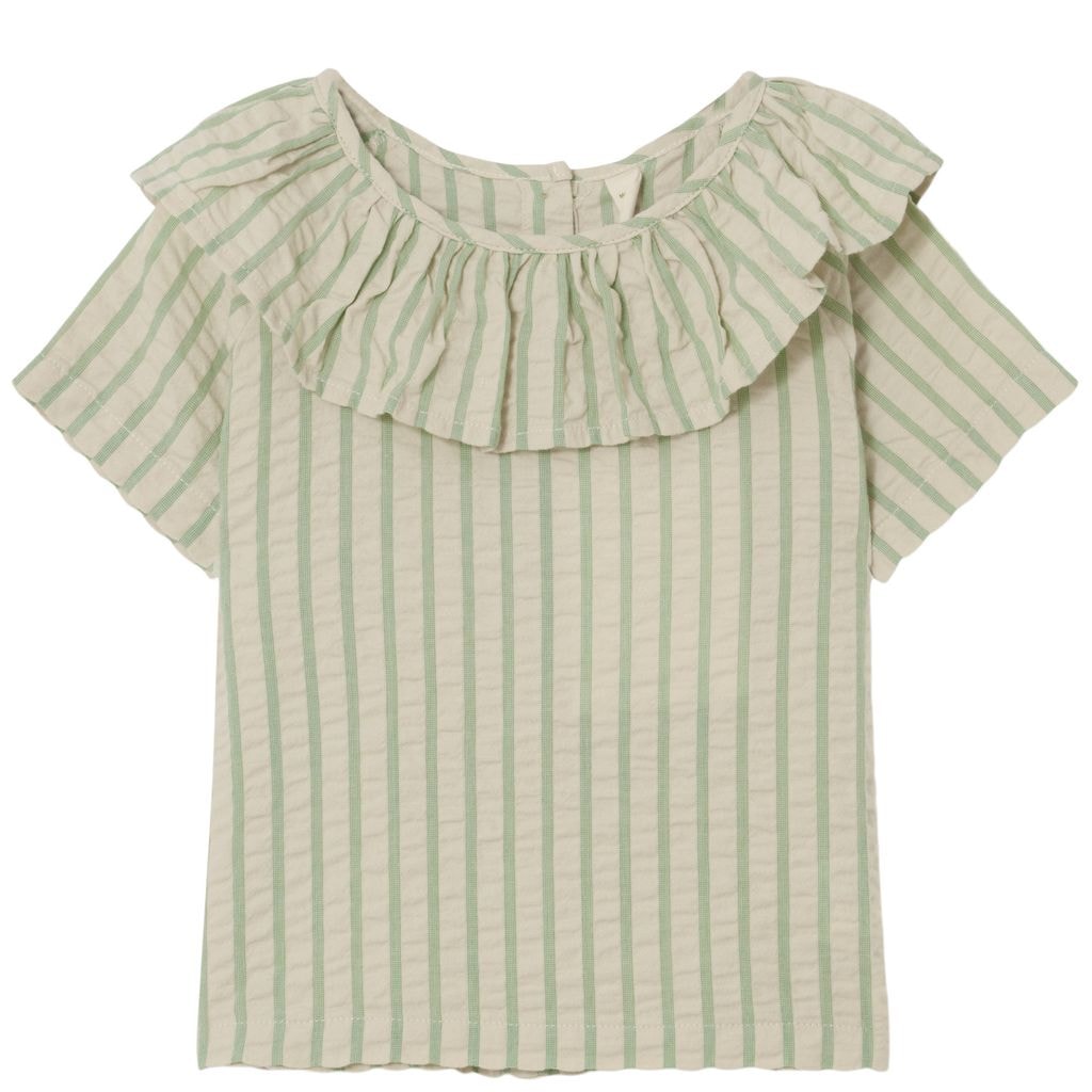 Striped Short-sleeved Blouse Emerald