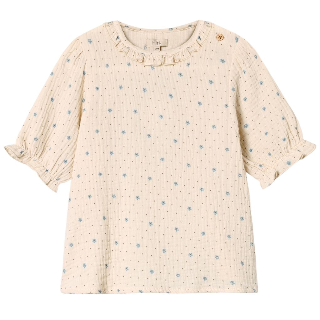Blooming Short-Sleeved Blouse Sandshell Aop