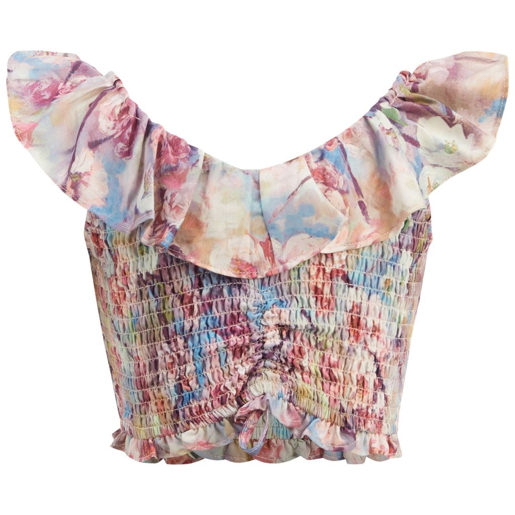 Ayala Shirred Crop Top Azure Floral