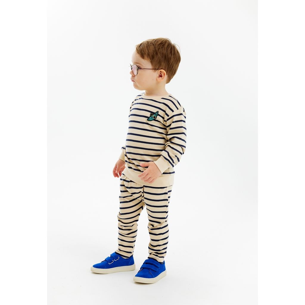 GOTS Nat Uni Byxor Mood Indigo Striped