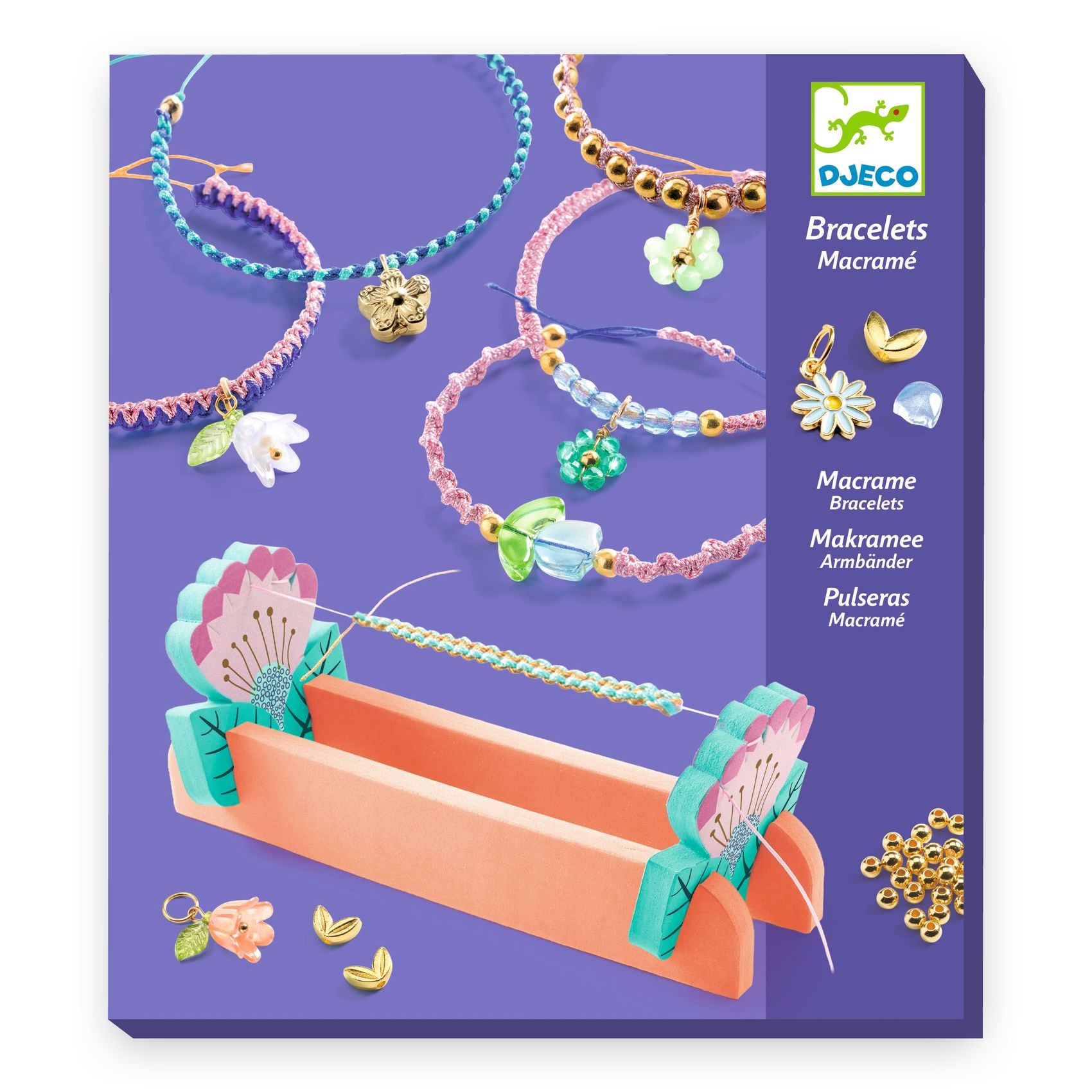 Sett Til Å Lage Makramé-armbånd Med Perler Og Anheng Blue
