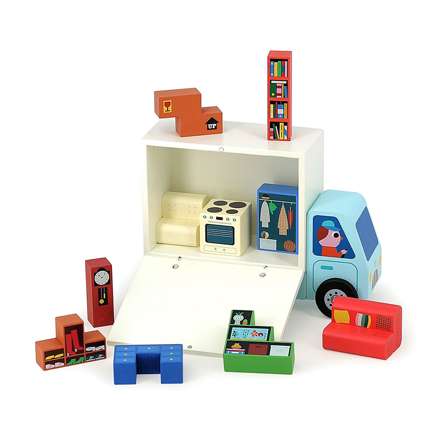 Vilac Hölzernes Logikspiel - Umzugswagen-Puzzle - 19 Teile Multi 