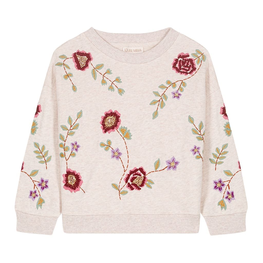 Rosalia Sweatshirt With Flower Embroidery Beige