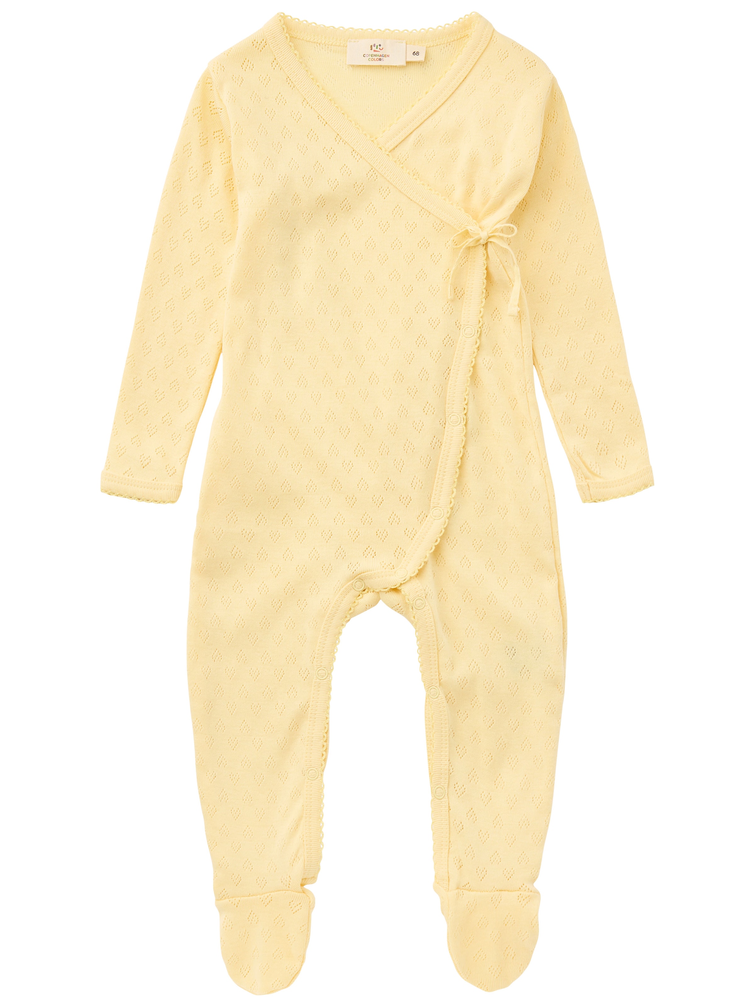 GOTS Pointelle Cross-Over Body Pale Yellow