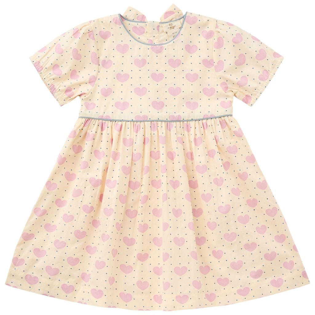 Heart & Dots Puffy Sleeve Dress Heart Aop