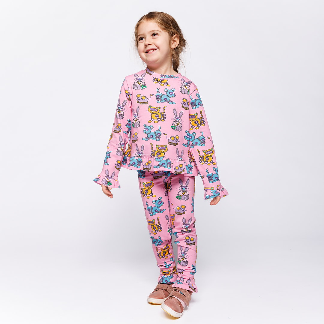 Dabinett With Robot Pets Leggings Pink Lilac