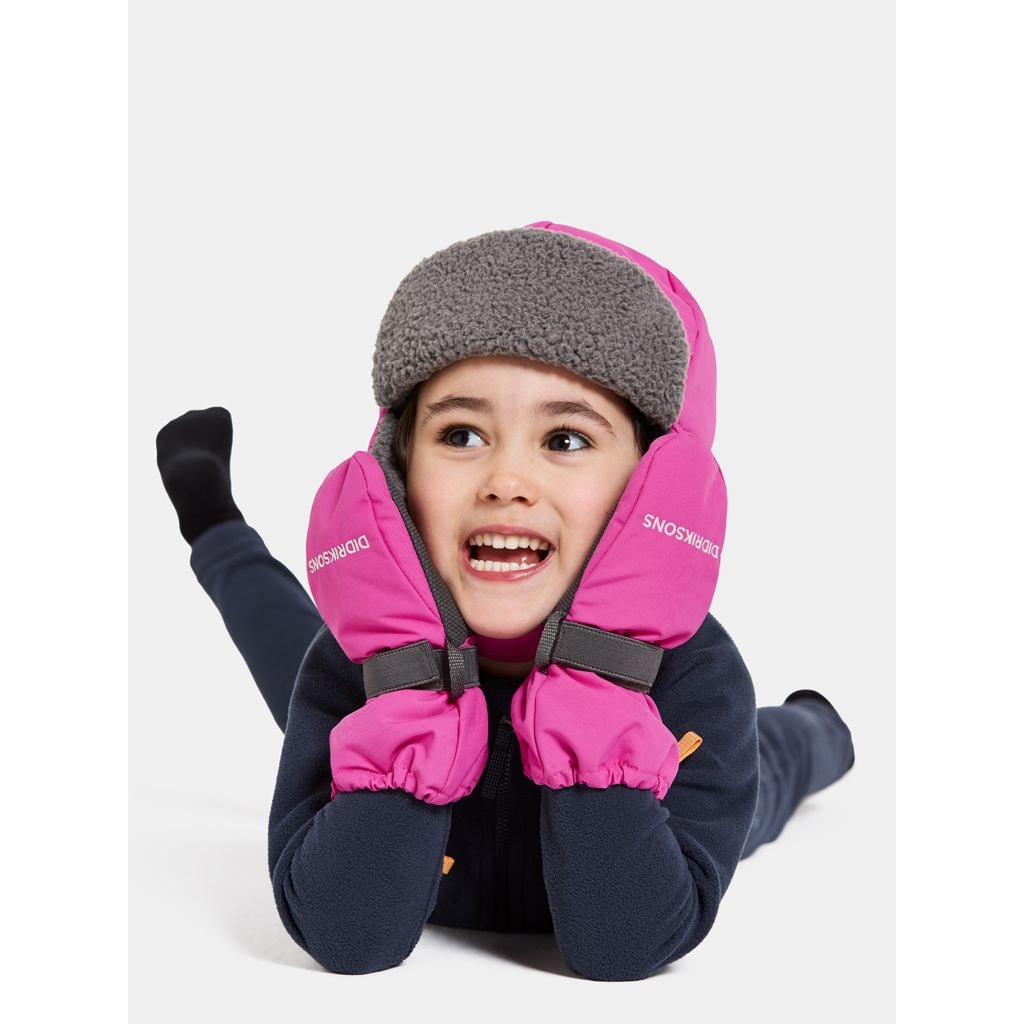 Biggles Zip Mitten Ski Gloves Plastic Pink