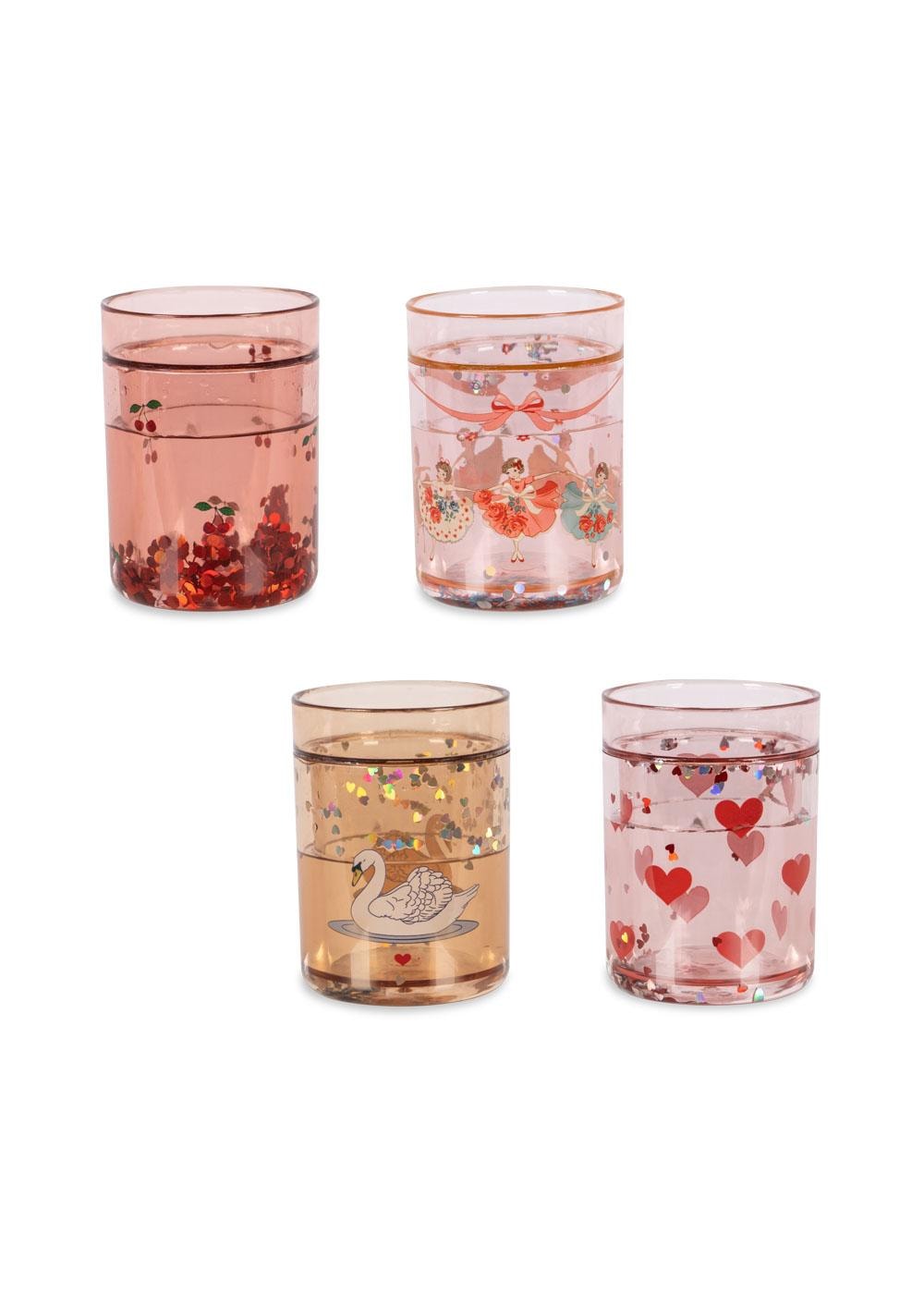 4 Pack Glitter Cups Rose Multi