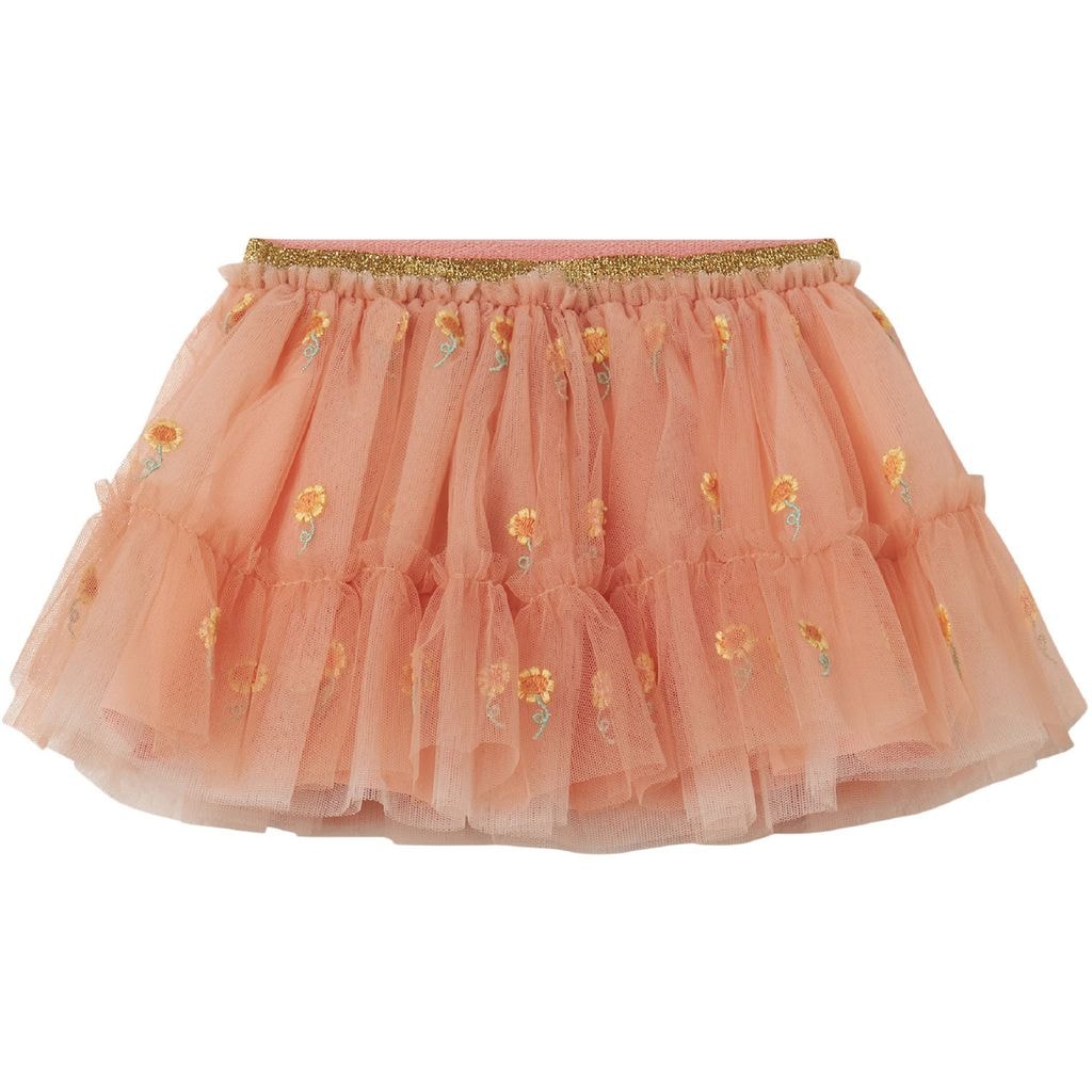Embroidered Tulle Skirt Salmon