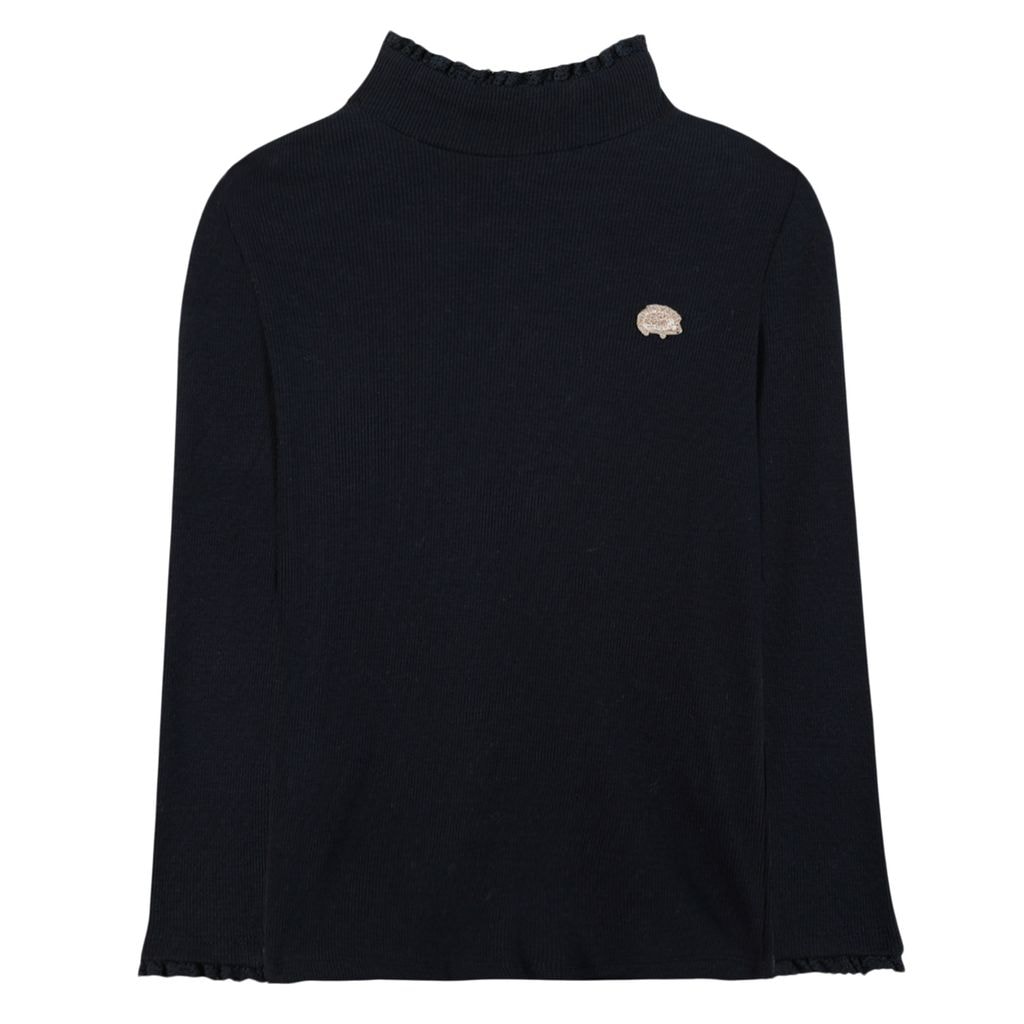 Long-Sleeved Ribbed Top Navy